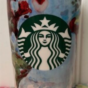 Starbucks Blue and Red Artist Shelby Kregel Ceramic 12 ozTumbler 2015